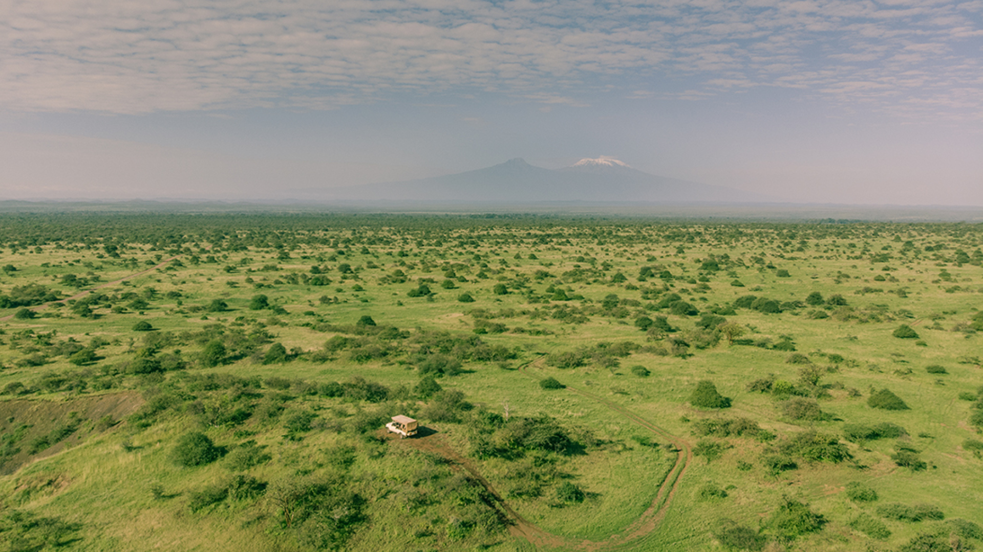 Ariel shot of Tsavo West National Park in Kenya